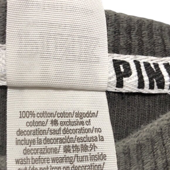 PINK Victoria's Secret Solid Gray Crewneck Ribbed Long Sleeve Top S - Picture 6 of 6